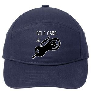 Self Care Yoga Cartoon Cat 7-Panel Snapback Hat