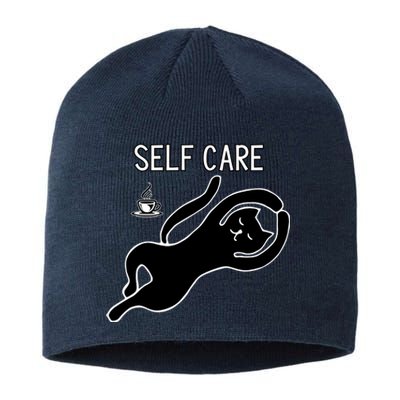 Self Care Yoga Cartoon Cat Sustainable Beanie