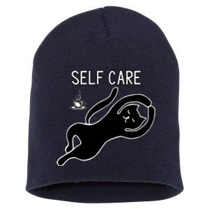 Self Care Yoga Cartoon Cat Short Acrylic Beanie