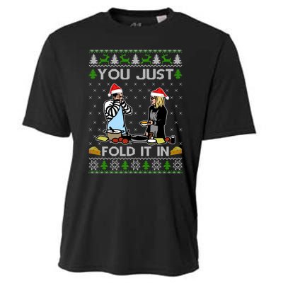 Schitt’s Creek You Just Fold It In Fold In The Cheese Ugly Christmas Sweater Cooling Performance Crew T-Shirt