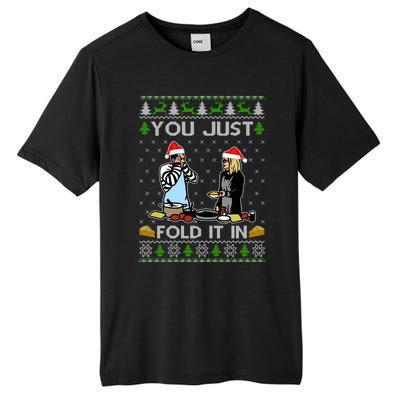 Schitt’s Creek You Just Fold It In Fold In The Cheese Ugly Christmas Sweater Tall Fusion ChromaSoft Performance T-Shirt