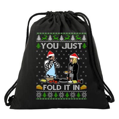 Schitt’s Creek You Just Fold It In Fold In The Cheese Ugly Christmas Sweater Drawstring Bag