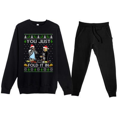 Schitt’s Creek You Just Fold It In Fold In The Cheese Ugly Christmas Sweater Premium Crewneck Sweatsuit Set