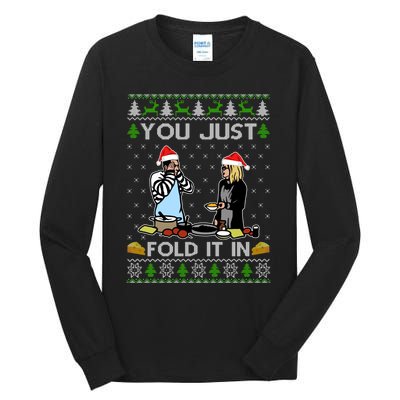 Schitt’s Creek You Just Fold It In Fold In The Cheese Ugly Christmas Sweater Tall Long Sleeve T-Shirt