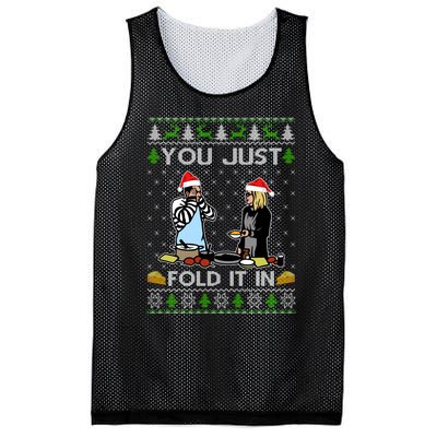 Schitt’s Creek You Just Fold It In Fold In The Cheese Ugly Christmas Sweater Mesh Reversible Basketball Jersey Tank