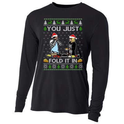 Schitt’s Creek You Just Fold It In Fold In The Cheese Ugly Christmas Sweater Cooling Performance Long Sleeve Crew