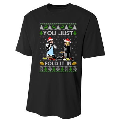 Schitt’s Creek You Just Fold It In Fold In The Cheese Ugly Christmas Sweater Performance Sprint T-Shirt