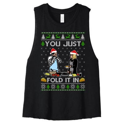 Schitt’s Creek You Just Fold It In Fold In The Cheese Ugly Christmas Sweater Women's Racerback Cropped Tank