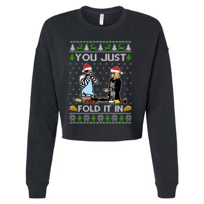 Schitt’s Creek You Just Fold It In Fold In The Cheese Ugly Christmas Sweater Cropped Pullover Crew