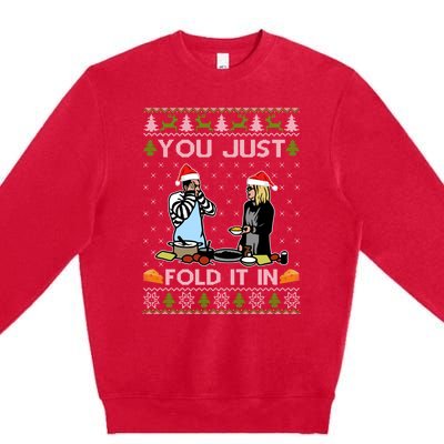 Schitt’s Creek You Just Fold It In Fold In The Cheese Ugly Christmas Sweater Premium Crewneck Sweatshirt