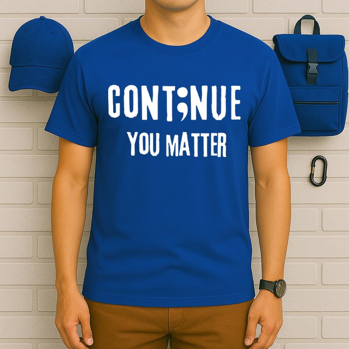 Semicolon Continue You Matter Suicide Prevention Gift T-Shirt