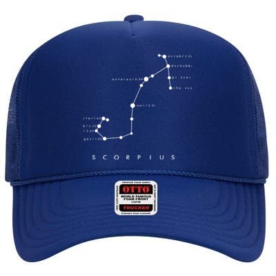 Scorpio Constellation Zodiac And Astronomy Design Gift High Crown Mesh Back Trucker Hat