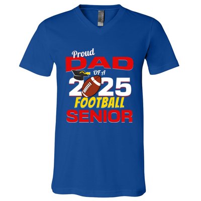 Senior Dad 2025 Proud Dad Of A 2025 Senior Football Gift V-Neck T-Shirt