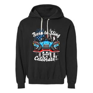 Slingshot Driver 4th Of July Slingshot American Flag Garment-Dyed Fleece Hoodie