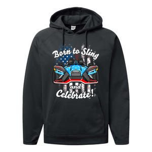 Slingshot Driver 4th Of July Slingshot American Flag Performance Fleece Hoodie