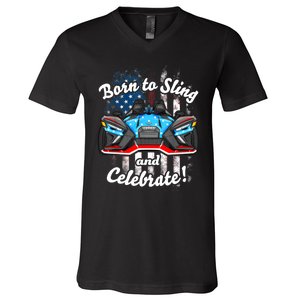 Slingshot Driver 4th Of July Slingshot American Flag V-Neck T-Shirt