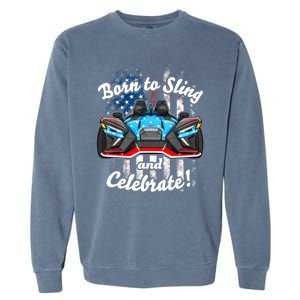 Slingshot Driver 4th Of July Slingshot American Flag Garment-Dyed Sweatshirt