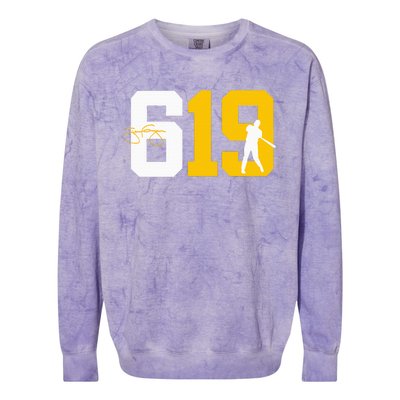 San Diego 619 Brown White Gold Classic Baseball Colorblast Crewneck Sweatshirt