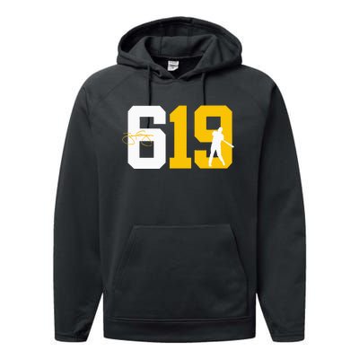 San Diego 619 Brown White Gold Classic Baseball Performance Fleece Hoodie