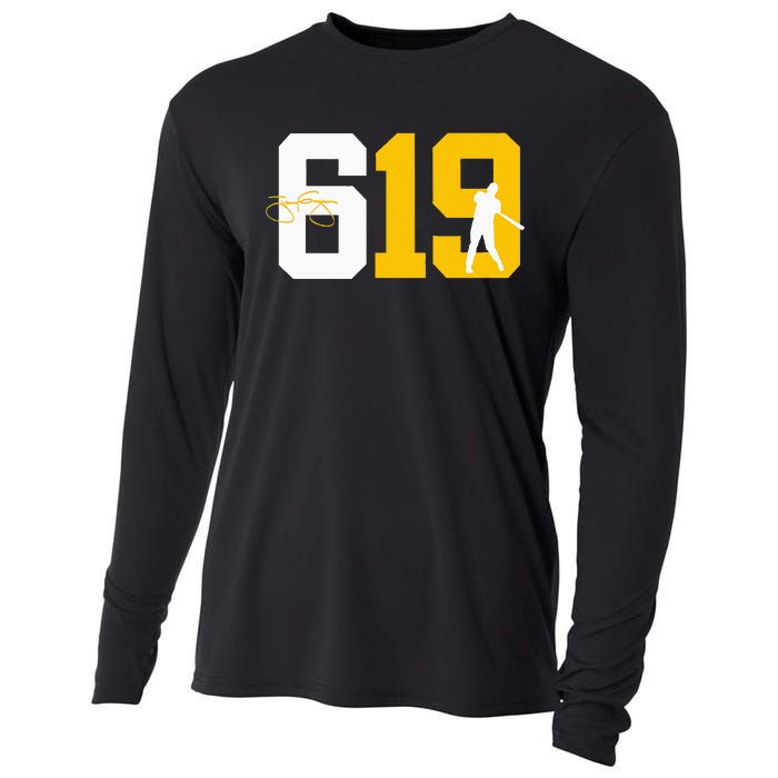 San Diego 619 Brown White Gold Classic Baseball Cooling Performance Long Sleeve Crew