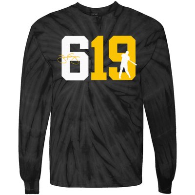 San Diego 619 Brown White Gold Classic Baseball Tie-Dye Long Sleeve Shirt