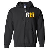 San Diego 619 Brown White Gold Classic Baseball Full Zip Hoodie