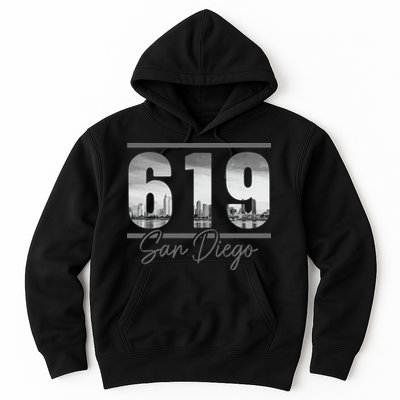 San Diego 619 Area Code Vintage Skyline California Hoodie