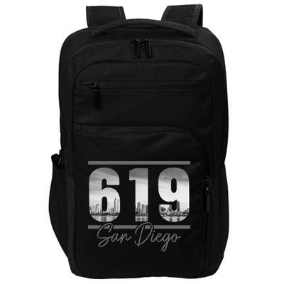 San Diego 619 Area Code Vintage Skyline California Impact Tech Backpack