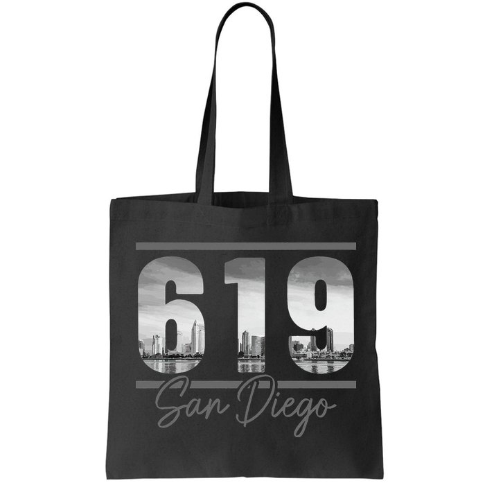 San Diego 619 Area Code Vintage Skyline California Bag