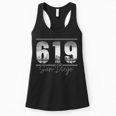San Diego 619 Area Code Vintage Skyline California Womens Tank Top