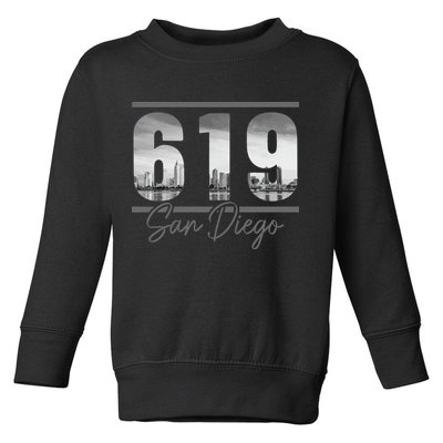 San Diego 619 Area Code Vintage Skyline California Toddler Sweatshirt