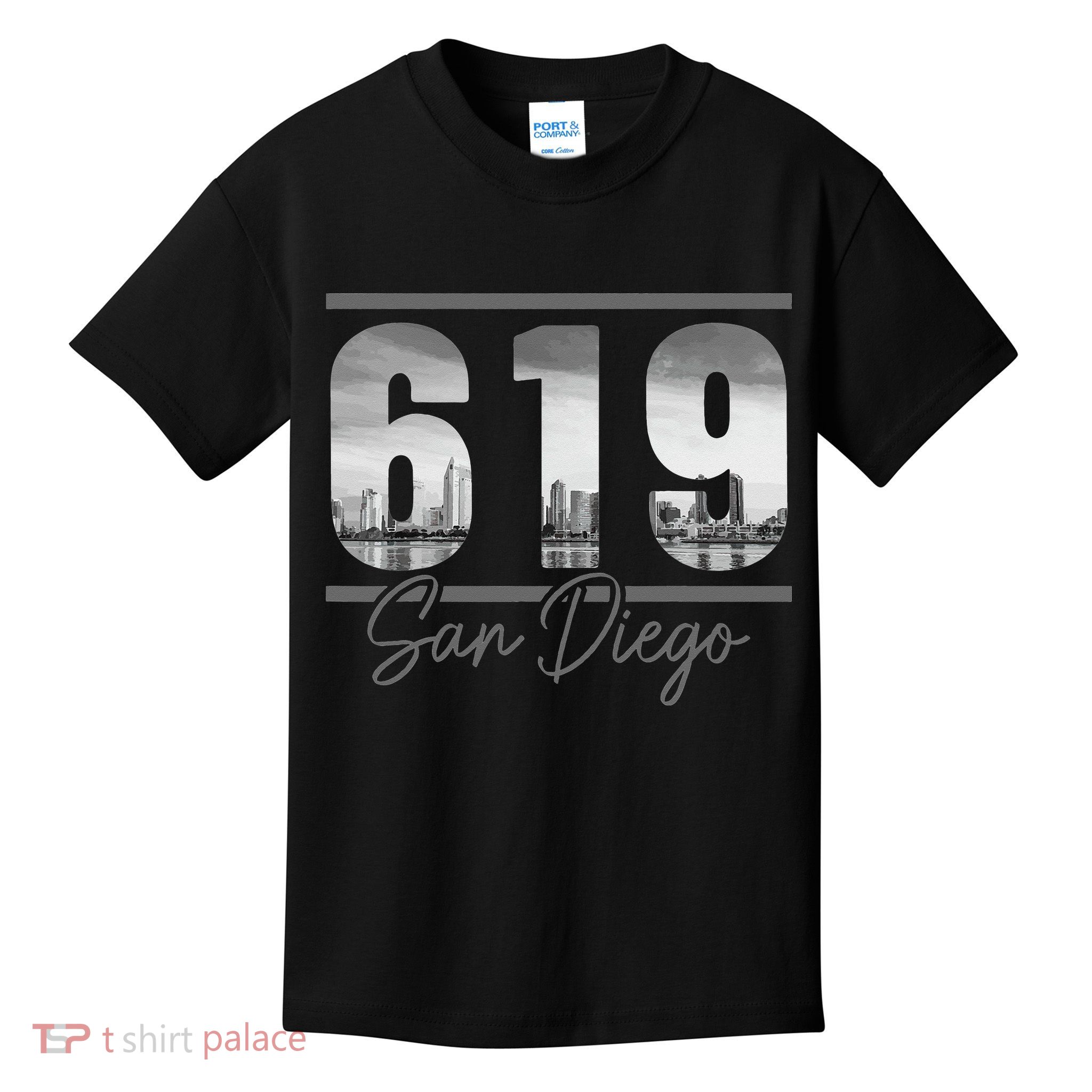 San Diego 619 Area Code Vintage Skyline California Kids T-Shirt