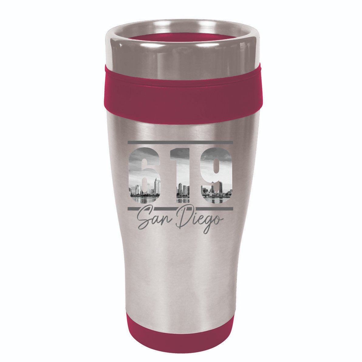 San Diego 619 Area Code Vintage Skyline California 16oz Travel Tumbler