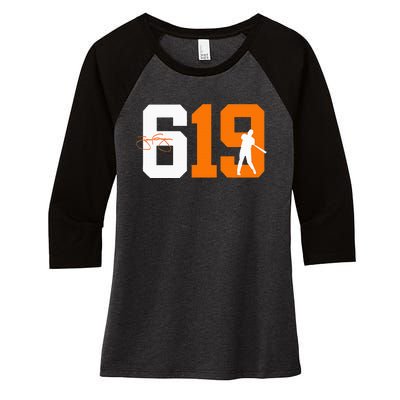 San Diego 619 Vintage 90S Baseball Women's Tri-Blend 3/4-Sleeve Raglan Shirt