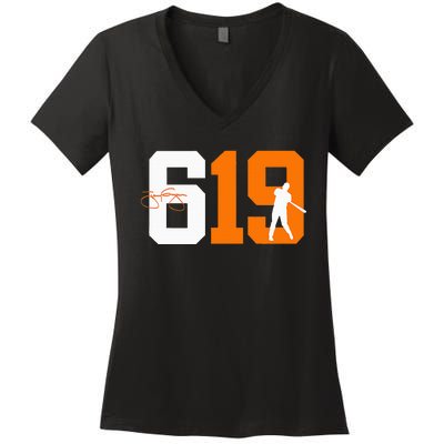 San Diego 619 Vintage 90S Baseball Women's V-Neck T-Shirt