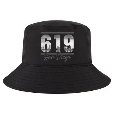 San Diego 619 Area Code Vintage Skyline California Cool Comfort Performance Bucket Hat