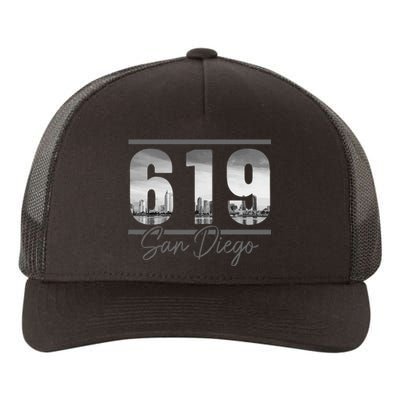 San Diego 619 Area Code Vintage Skyline California Yupoong Adult 5-Panel Trucker Hat