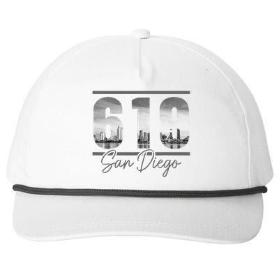 San Diego 619 Area Code Vintage Skyline California Snapback Five-Panel Rope Hat