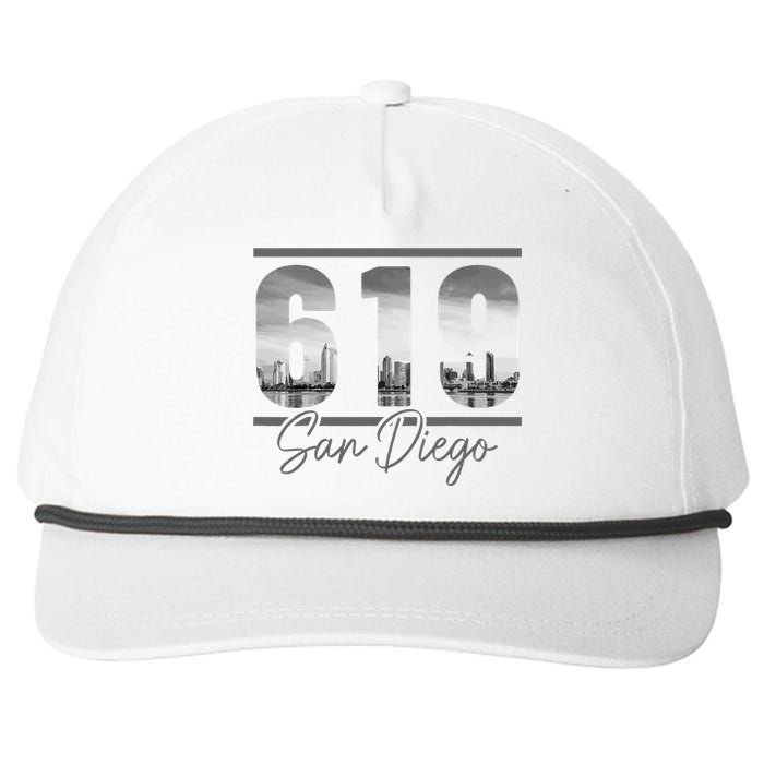 San Diego 619 Area Code Vintage Skyline California Snapback Five-Panel Rope Hat