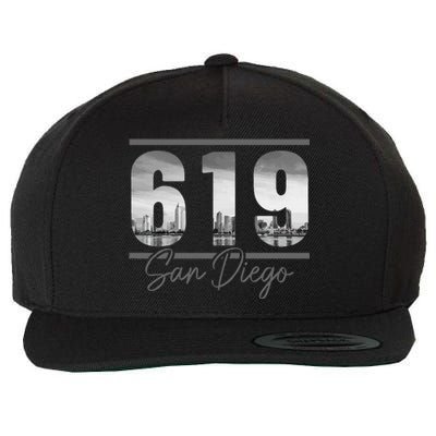 San Diego 619 Area Code Vintage Skyline California Wool Snapback Cap