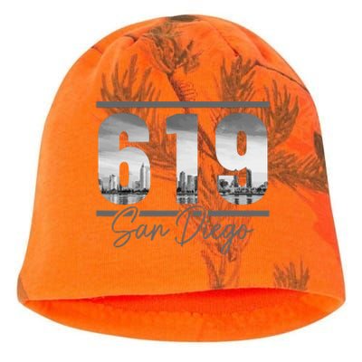 San Diego 619 Area Code Vintage Skyline California Kati - Camo Knit Beanie