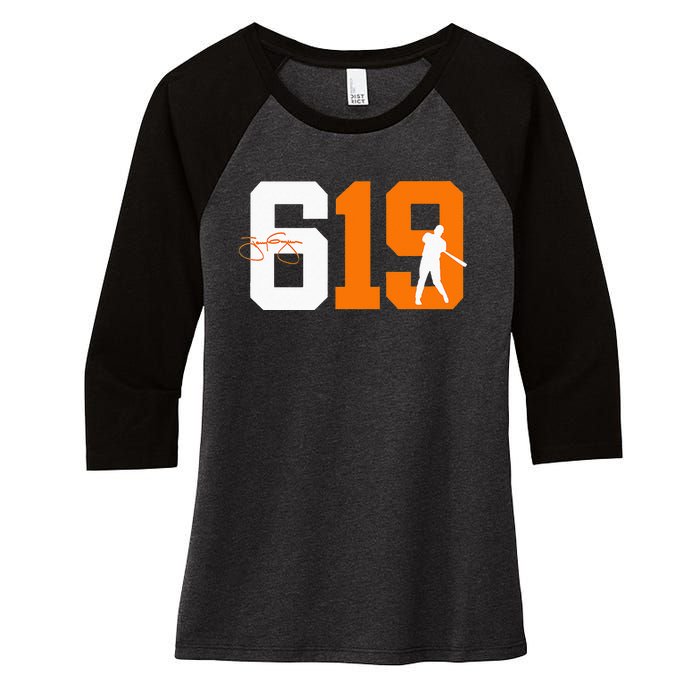 San Diego 619 Vintage 90s Baseball Style Women's Tri-Blend 3/4-Sleeve Raglan Shirt