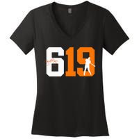 San Diego 619 Vintage 90s Baseball Style Women's V-Neck T-Shirt