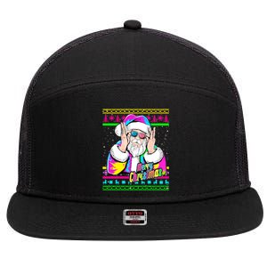 Santa Dj 90s Fancy Dress Costume And Christmas Dj Gift 7 Panel Mesh Trucker Snapback Hat