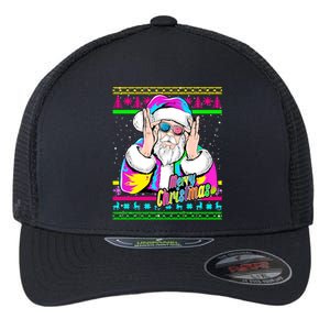 Santa Dj 90s Fancy Dress Costume And Christmas Dj Gift Flexfit Unipanel Trucker Cap