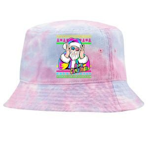 Santa Dj 90s Fancy Dress Costume And Christmas Dj Gift Tie-Dyed Bucket Hat