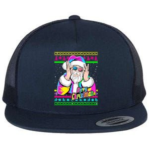 Santa Dj 90s Fancy Dress Costume And Christmas Dj Gift Flat Bill Trucker Hat