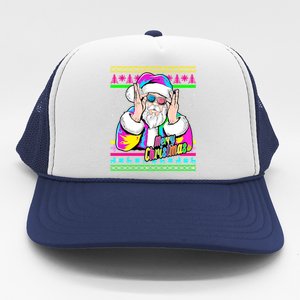 Santa Dj 90s Fancy Dress Costume And Christmas Dj Gift Trucker Hat