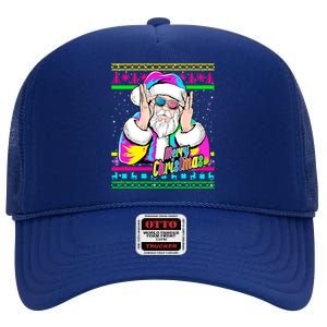 Santa Dj 90s Fancy Dress Costume And Christmas Dj Gift High Crown Mesh Back Trucker Hat