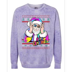 Santa Dj 90s Fancy Dress Costume And Christmas Dj Gift Colorblast Crewneck Sweatshirt